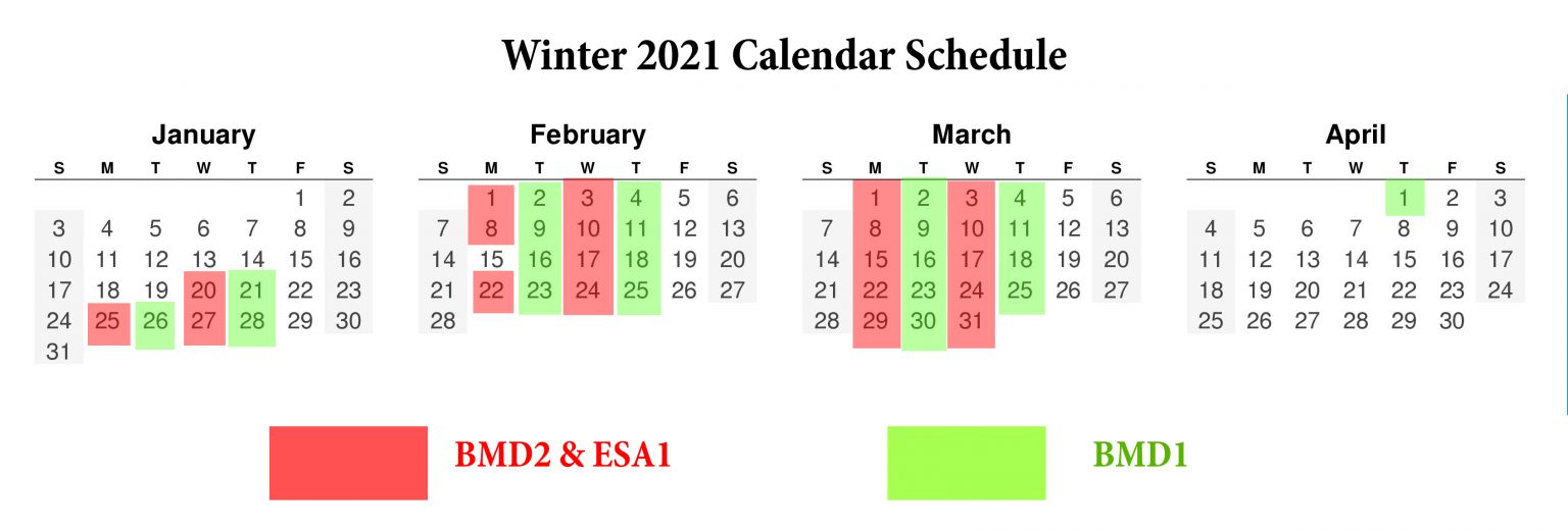 Winter 2021 Schedule – Corporate Certificate School